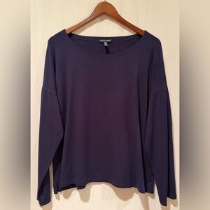 Eileen Fisher Women's Loose Fit Long Sleeve Stretchy Top Navy - Sz XL